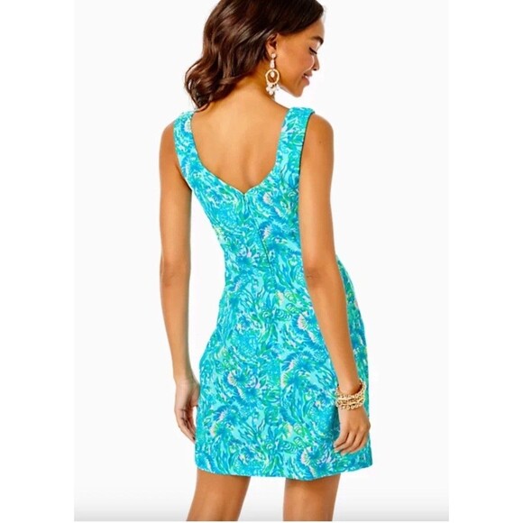 NWOT LILLY PULITZER DEL REY STRETCH SHIFT DRESS CORAL OF THE STORY S - Picture 3 of 12